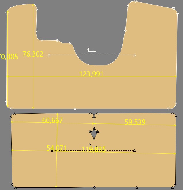 Gabarit CITROEN DS 20 à 23 AVEC PASSAGE CEINTURE - tapis avant en 1 partie - tapis arrière 120X54cm