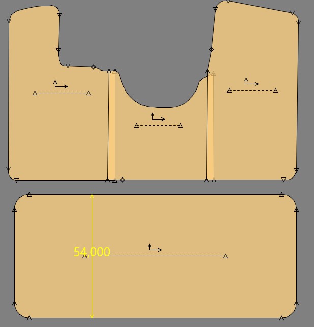 Gabarit CITROEN DS 20 à 23 SANS PASSAGE CEINTURE - tapis avant en 3 parties