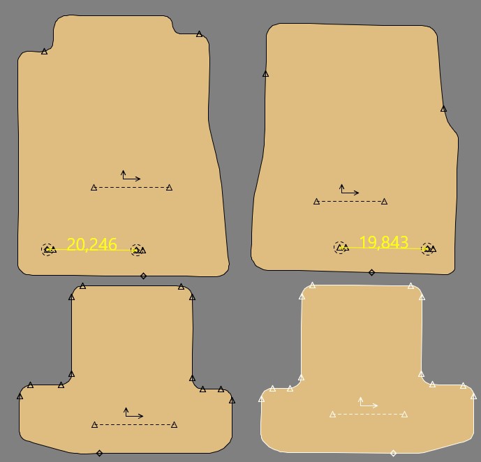 Gabarit FORD MUSTANG VI CABRIOLET - avec fixations sur tapis passager