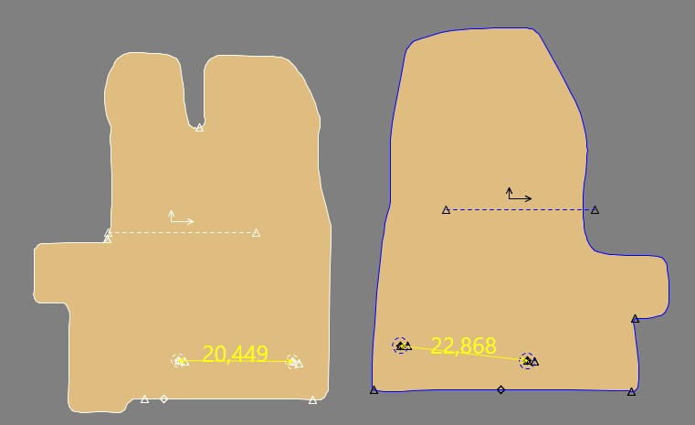Gabarit FORD TRANSIT CUSTOM entraxe G 20 cm / entraxe D 22 cm