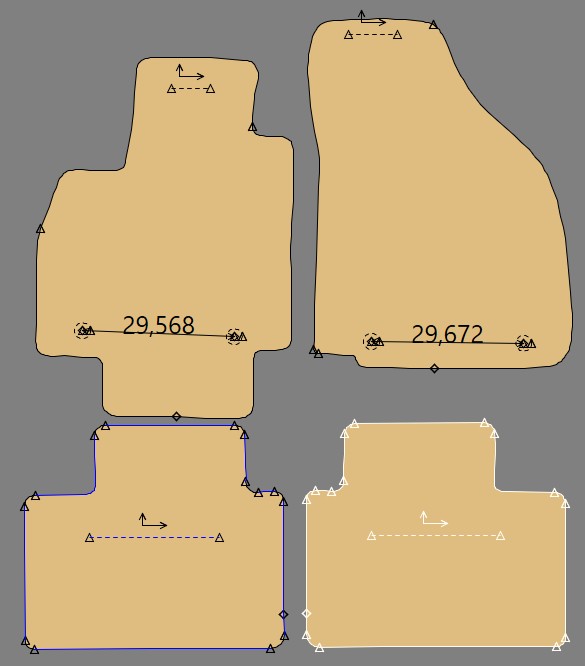 Gabarit MG ZS Hybrid+ avec fixation sur tapis passager